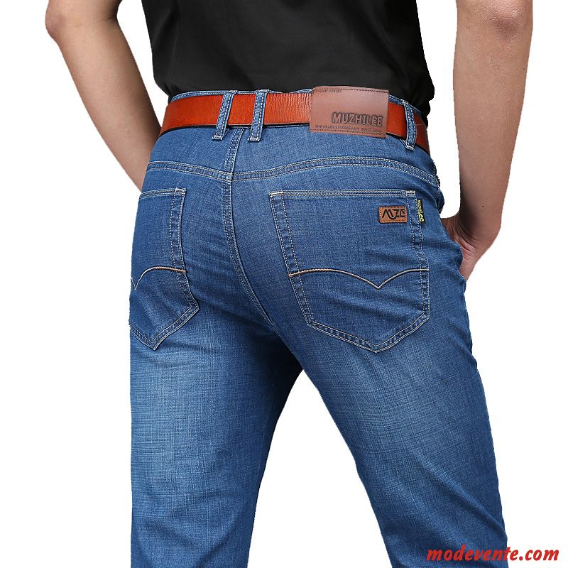 Jeans Homme Hiver Pantalon Légère Jambe Droite Extensible Été Noir