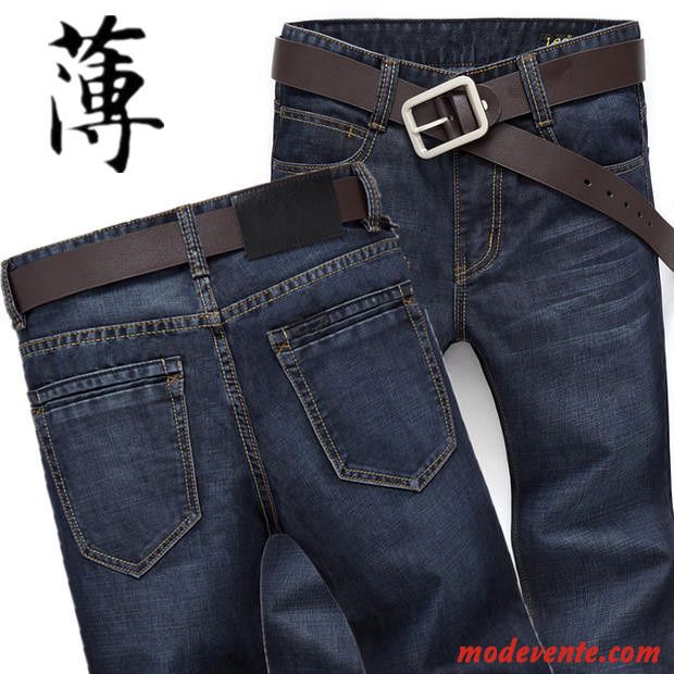 Jeans Homme Hiver Pantalon Légère Jambe Droite Extensible Été Noir