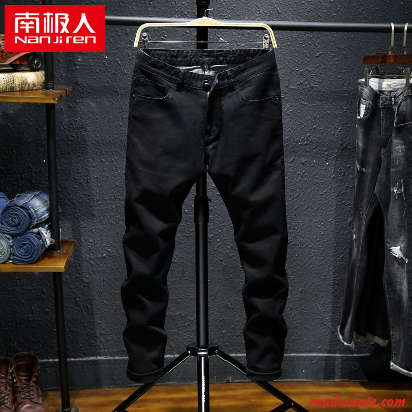 Jeans Homme Jeunesse L'automne Tendance Pantalon Slim Extensible Noir
