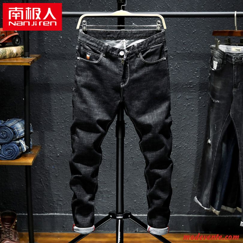 Jeans Homme Jeunesse L'automne Tendance Pantalon Slim Extensible Noir