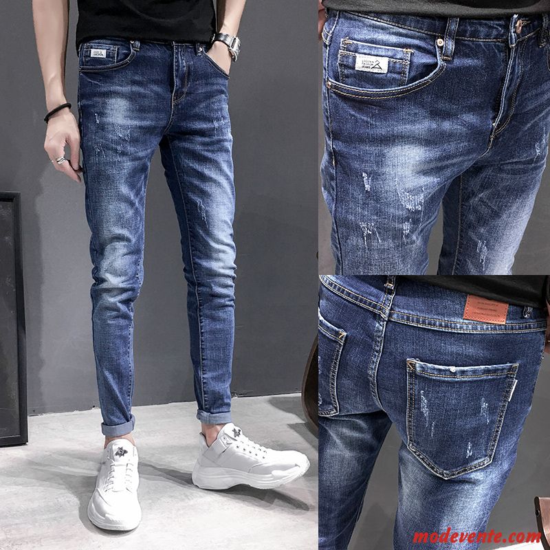 Jeans Homme Pantalon Extensible Printemps Slim Mince L'automne Noir
