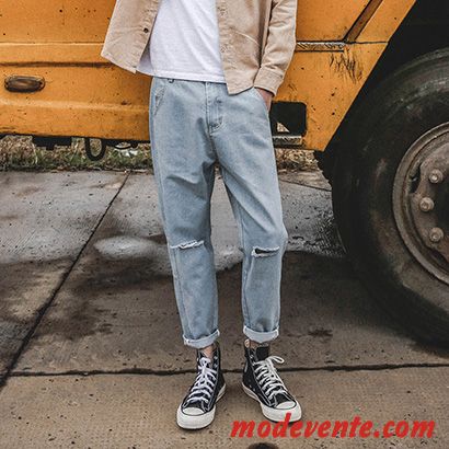 Jeans Homme Tendance Baggy Pantalon L'automne Slim Décontractée Clair