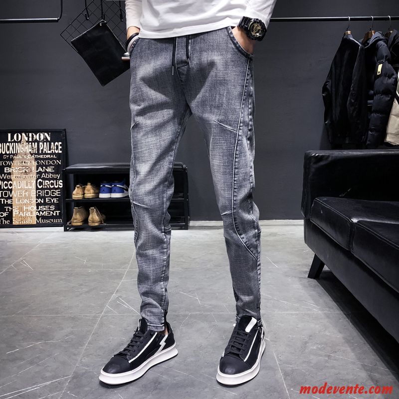 Jeans Homme Tendance L'automne Décontractée Printemps Pantalon Slim Bleu Gris