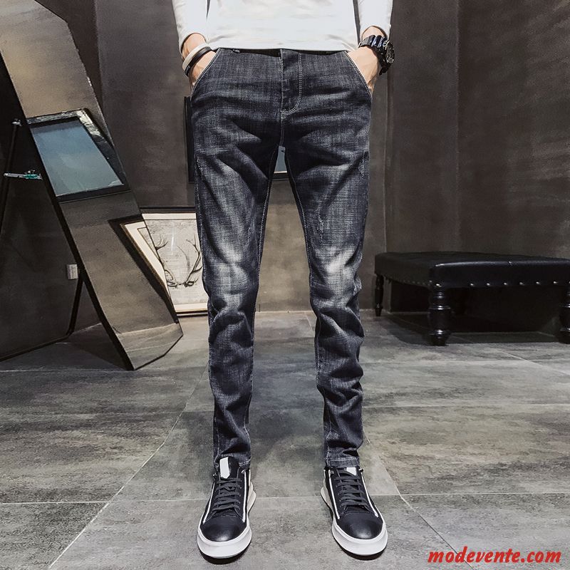 Jeans Homme Tendance L'automne Décontractée Printemps Pantalon Slim Bleu Gris