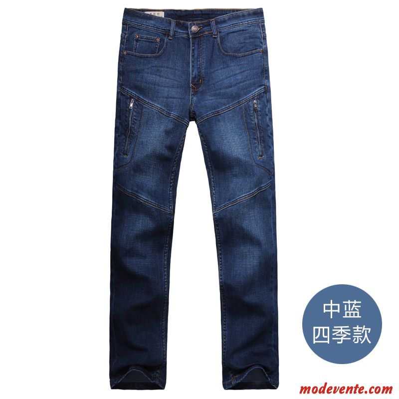 Jeans Homme Épissure Printemps Pantalon Baggy Pantalon Cargo Grande Taille Bleu