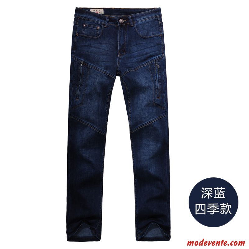 Jeans Homme Épissure Printemps Pantalon Baggy Pantalon Cargo Grande Taille Bleu