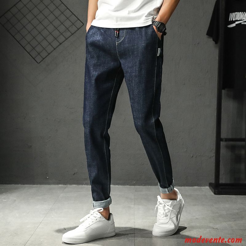 Jeans Homme Été Légère Slim Maigre Tendance Étudiant Noir