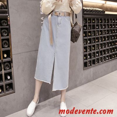 Jupe Femme Grande Taille Été Haute Cintrée Denim Longue Étudiant Bleu