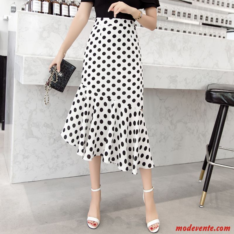 Jupe Femme Irrégulier Mode Haute Cintrée Mince Longue Tendance Noir