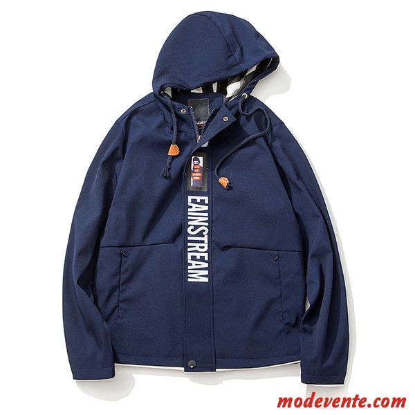 Lettre Chic Impression Col À Capuche Zippés Hommes Veste Pas Cher