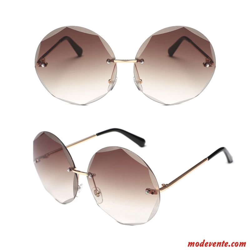 Lunettes De Soleil Femme Anis Étoilé Dégradé Rond Réseau Tendance Rétro Rouge Rose Or