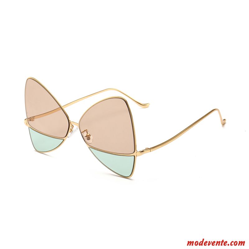 Lunettes De Soleil Femme Europe Transparent Tendance Arc Le Nouveau Triangle Couleurs Mixtes Vert Or