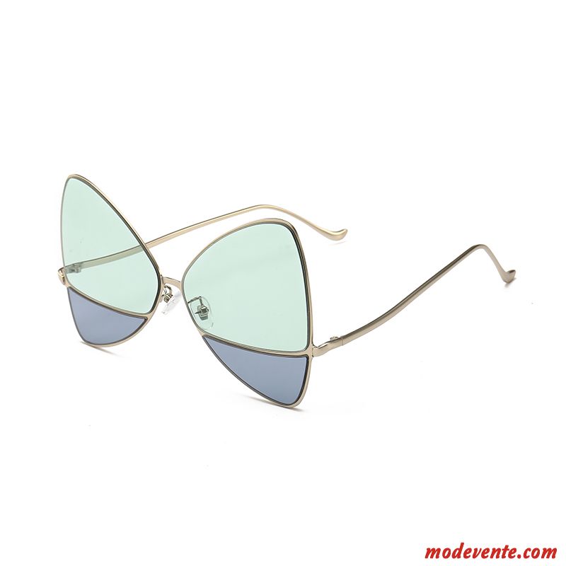 Lunettes De Soleil Femme Europe Transparent Tendance Arc Le Nouveau Triangle Couleurs Mixtes Vert Or