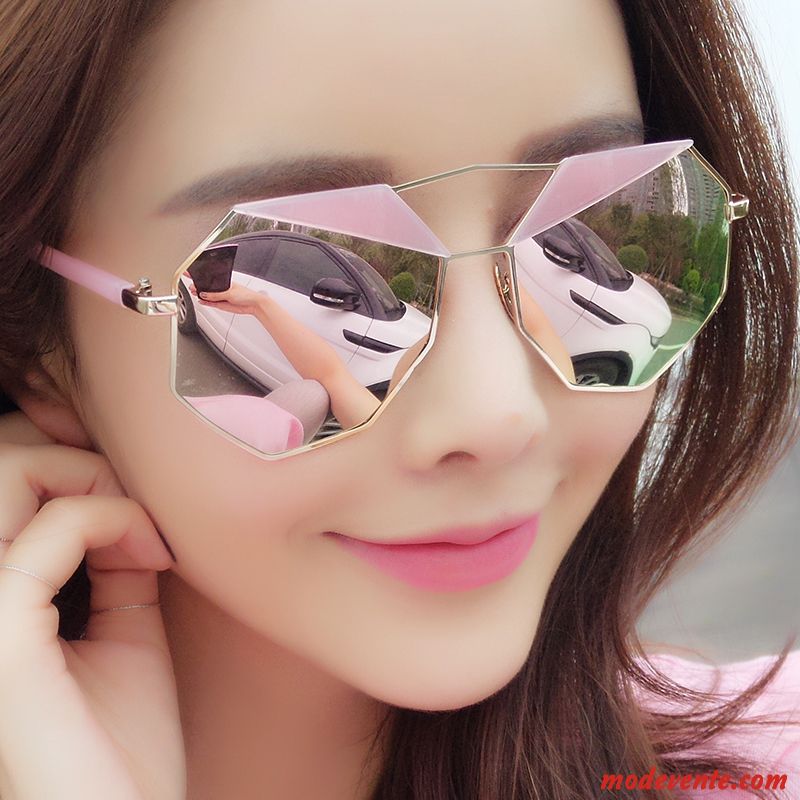 Lunettes De Soleil Femme Fleurs De Cerisier Réseau Visage Rond Tendance Le Nouveau Rouge Violet Rose Or