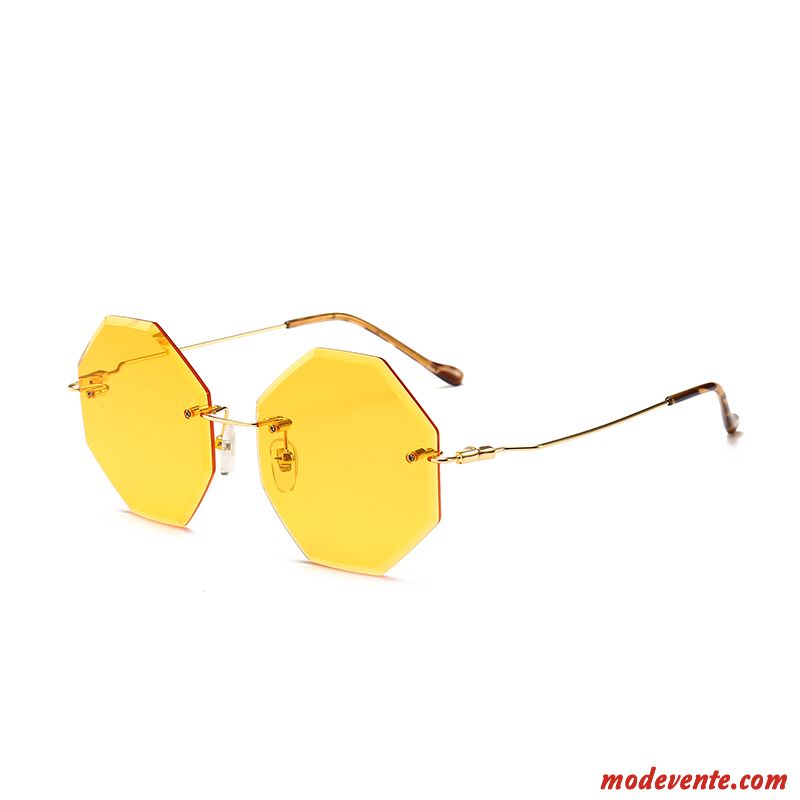 Lunettes De Soleil Femme Gros Plage Dégradé Tendance Tissu Ultra Jaune Or