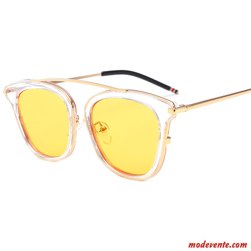 Lunettes De Soleil Femme Homme Visage Rond Le Nouveau Célébrité Réseau Personnalité Rouge Or Clair