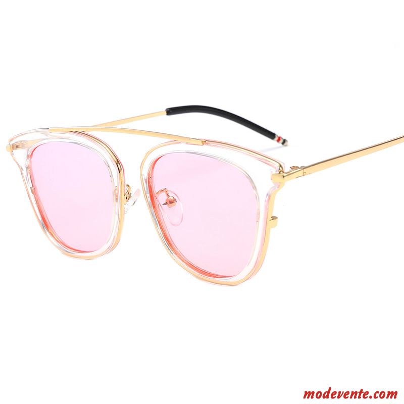 Lunettes De Soleil Femme Homme Visage Rond Le Nouveau Célébrité Réseau Personnalité Rouge Or Clair