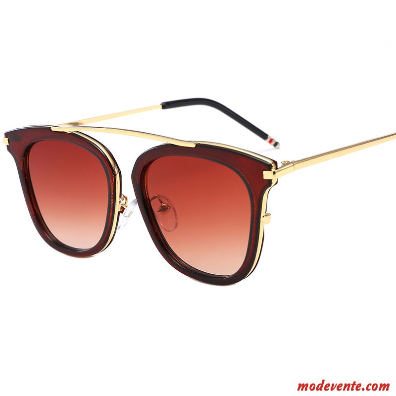 Lunettes De Soleil Femme Homme Visage Rond Le Nouveau Célébrité Réseau Personnalité Rouge Or Clair