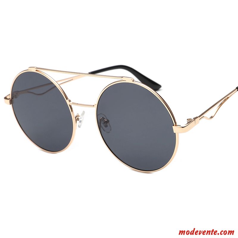 Lunettes De Soleil Femme Le Nouveau Amoureux Personnalité Rétro Rond Conduire Or Argent