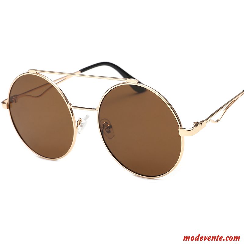 Lunettes De Soleil Femme Le Nouveau Amoureux Personnalité Rétro Rond Conduire Or Argent