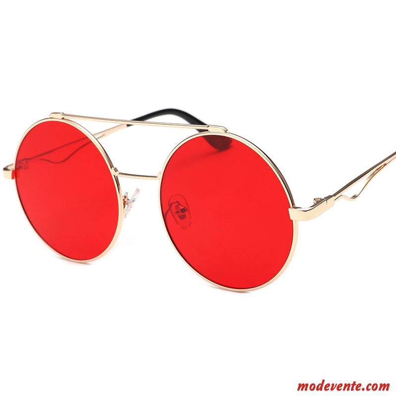 Lunettes De Soleil Femme Le Nouveau Amoureux Personnalité Rétro Rond Conduire Or Argent