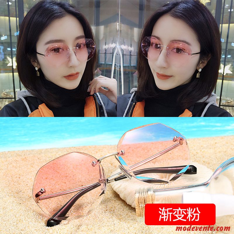 Lunettes De Soleil Femme Le Nouveau Rétro Réseau Célébrité Visage Rond Tendance Rouge Rose