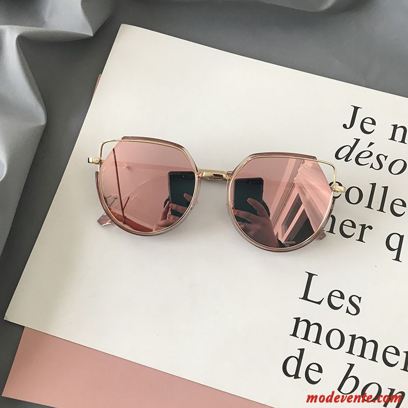 Lunettes De Soleil Femme Mince Gros Mode Réfléchissant Tir De Rue Le Nouveau Rouge Violet Rose