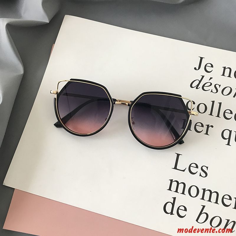 Lunettes De Soleil Femme Mince Gros Mode Réfléchissant Tir De Rue Le Nouveau Rouge Violet Rose