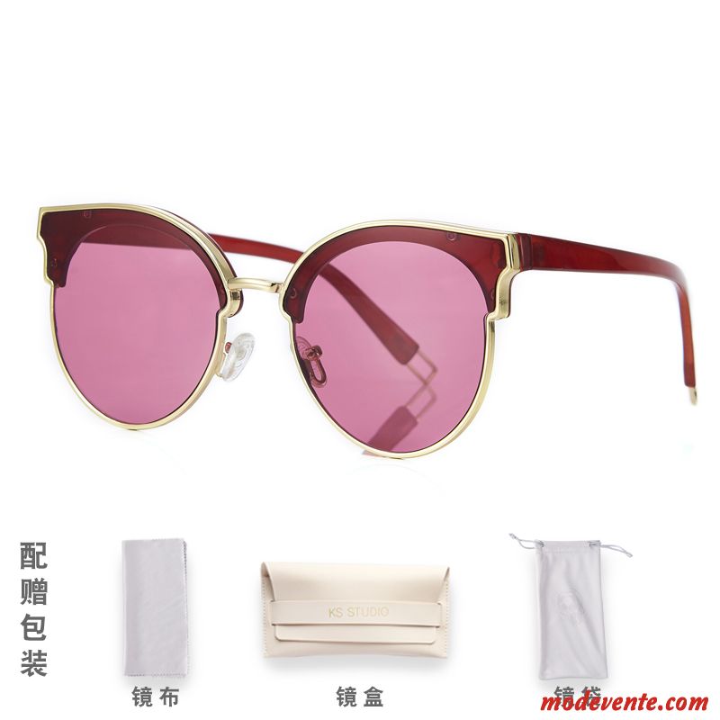 Lunettes De Soleil Femme Mince Visage Rond Réseau Célébrité Le Nouveau Tendance Noir Rouge