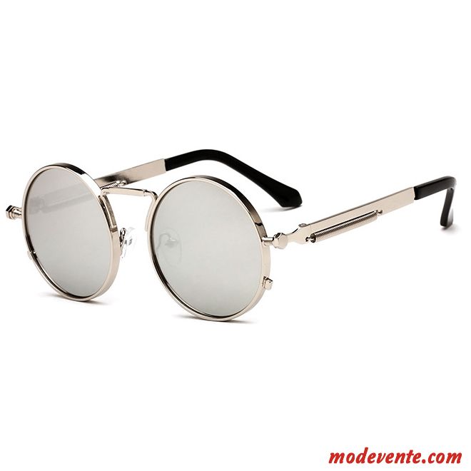 Lunettes De Soleil Femme Mode Art Rétro Rond Homme Transparent Or