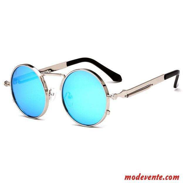 Lunettes De Soleil Femme Mode Art Rétro Rond Homme Transparent Or