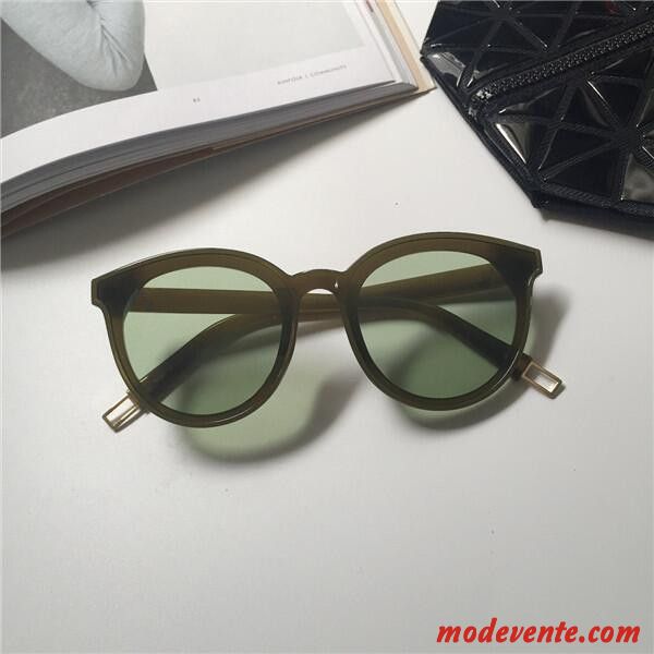 Lunettes De Soleil Femme Personnalité Simple Célébrité Mode Visage Rond Homme Vert