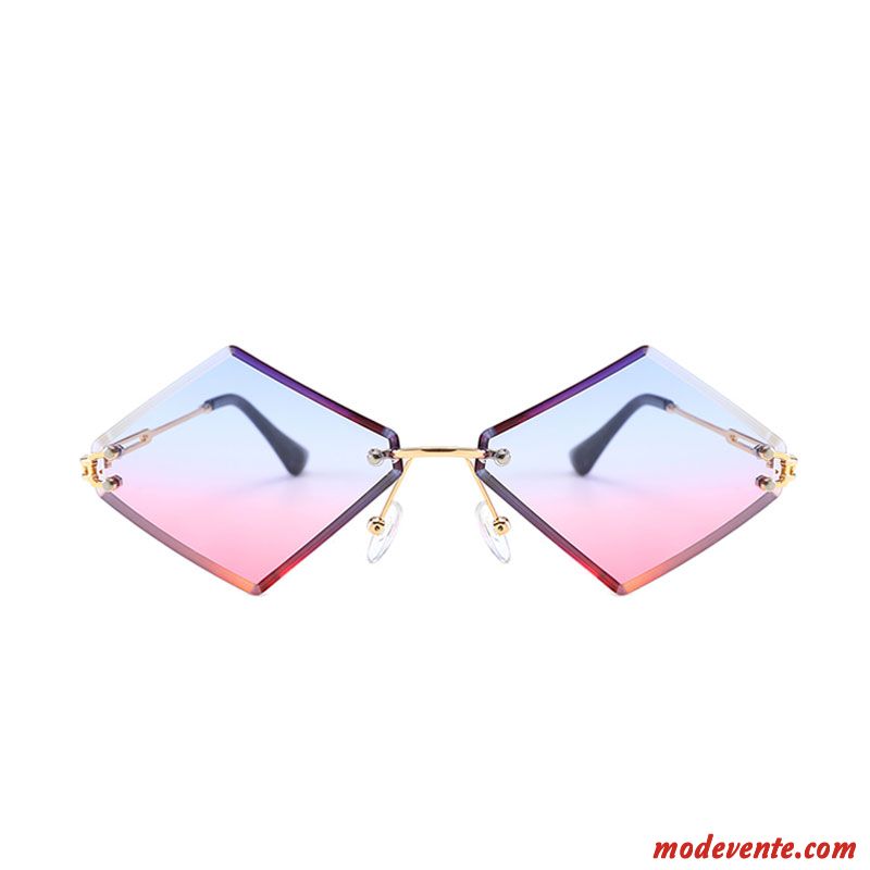 Lunettes De Soleil Femme Petit Ultra Engrener Europe Rhombe Homme Dégradé Coloré Bleu Rouge Rose