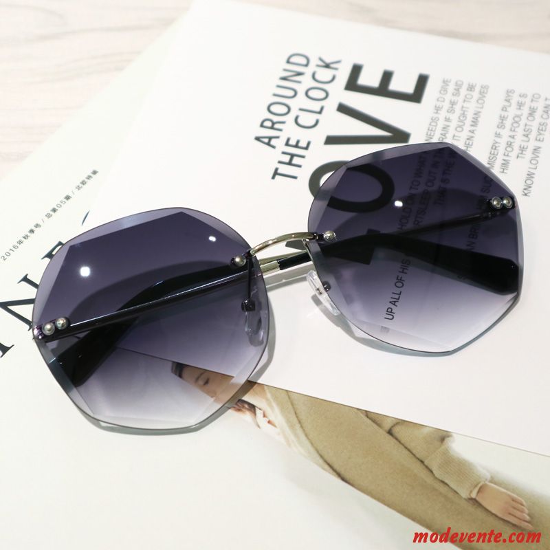 Lunettes De Soleil Femme Plage Le Nouveau Conduire Longue Visage Rond Tendance Rouge Violet Gris