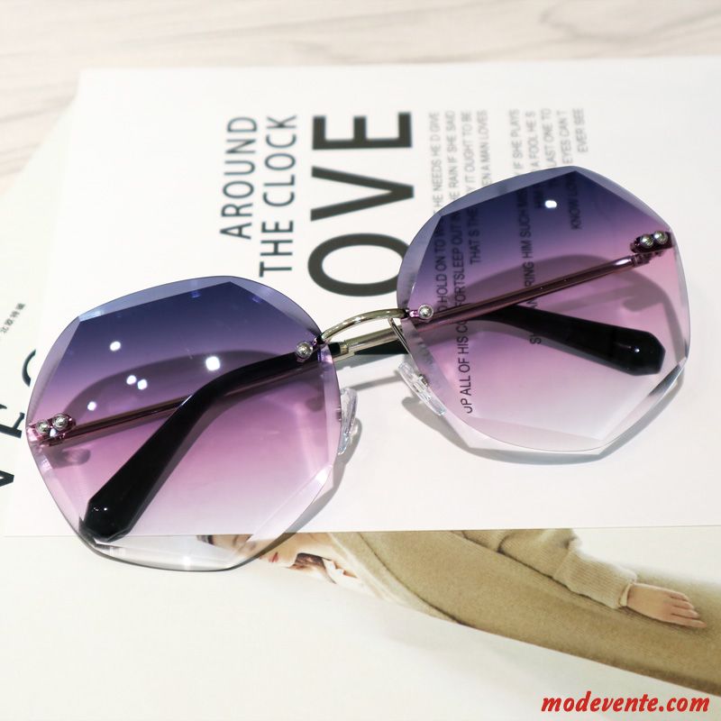 Lunettes De Soleil Femme Plage Le Nouveau Conduire Longue Visage Rond Tendance Rouge Violet Gris