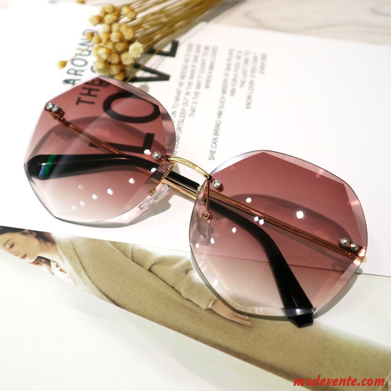 Lunettes De Soleil Femme Plage Le Nouveau Conduire Longue Visage Rond Tendance Rouge Violet Gris