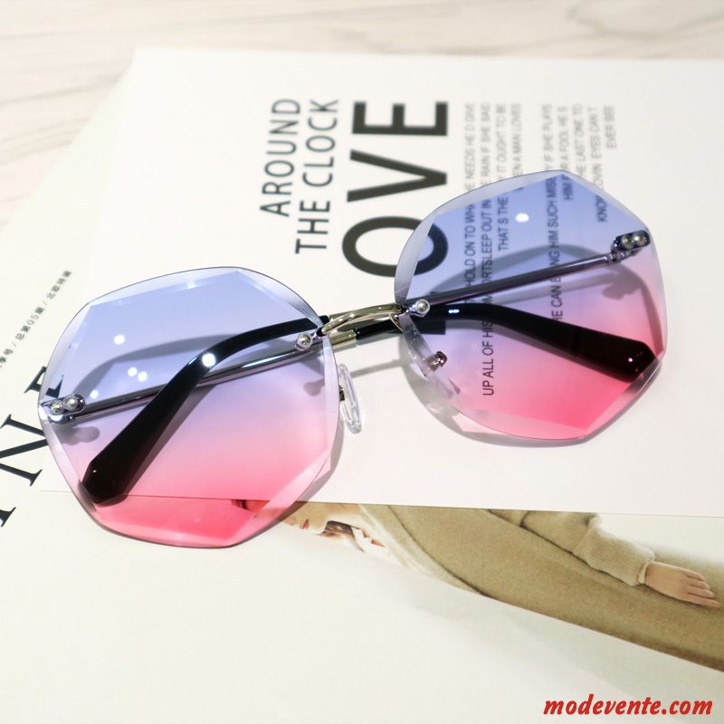 Lunettes De Soleil Femme Plage Le Nouveau Conduire Longue Visage Rond Tendance Rouge Violet Gris