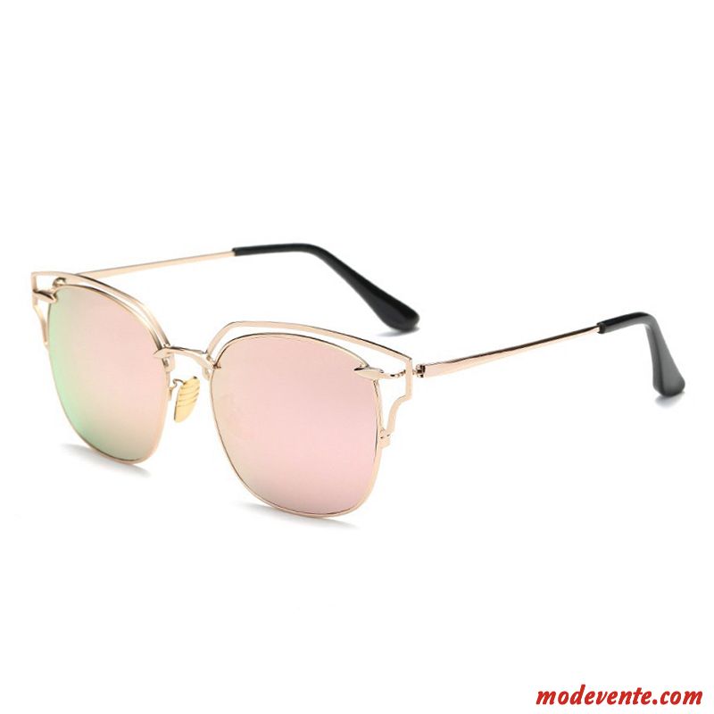 Lunettes De Soleil Femme Réseau Visage Rond Myopie Plage Vacances Rétro Noir Rouge Or