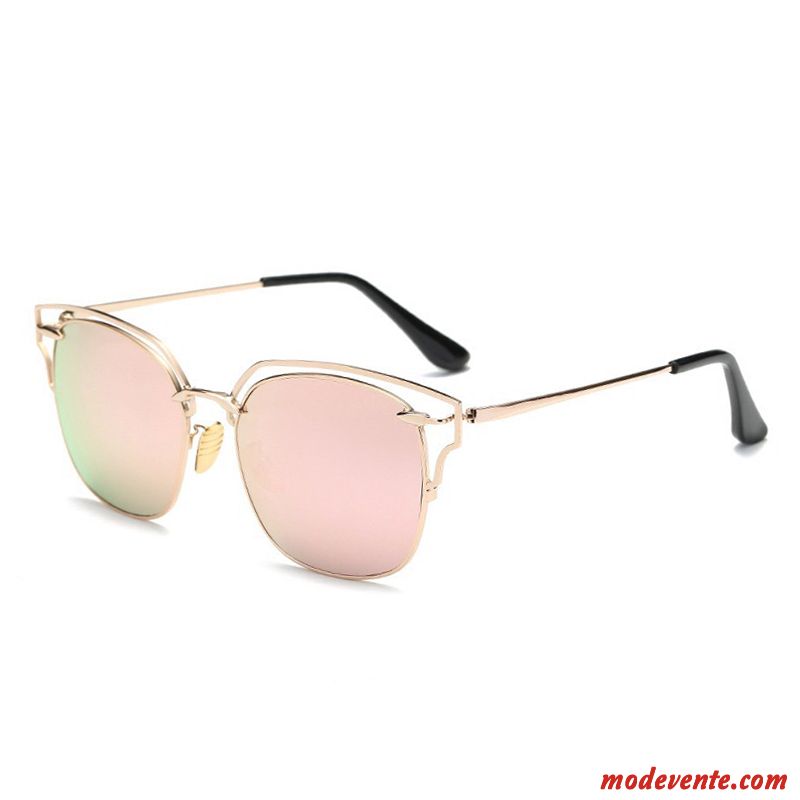 Lunettes De Soleil Femme Réseau Visage Rond Myopie Plage Vacances Rétro Noir Rouge Or