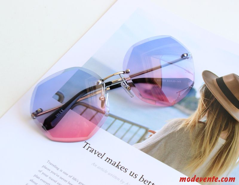 Lunettes De Soleil Femme Rétro Le Nouveau Tendance Célébrité Réseau Visage Rond Rouge Rose