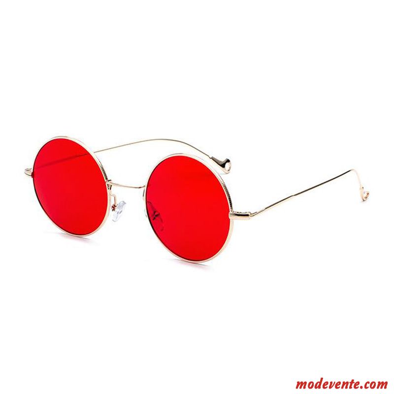 Lunettes De Soleil Femme Rétro Petit Bicolore Homme Rond Bleu Rouge Or