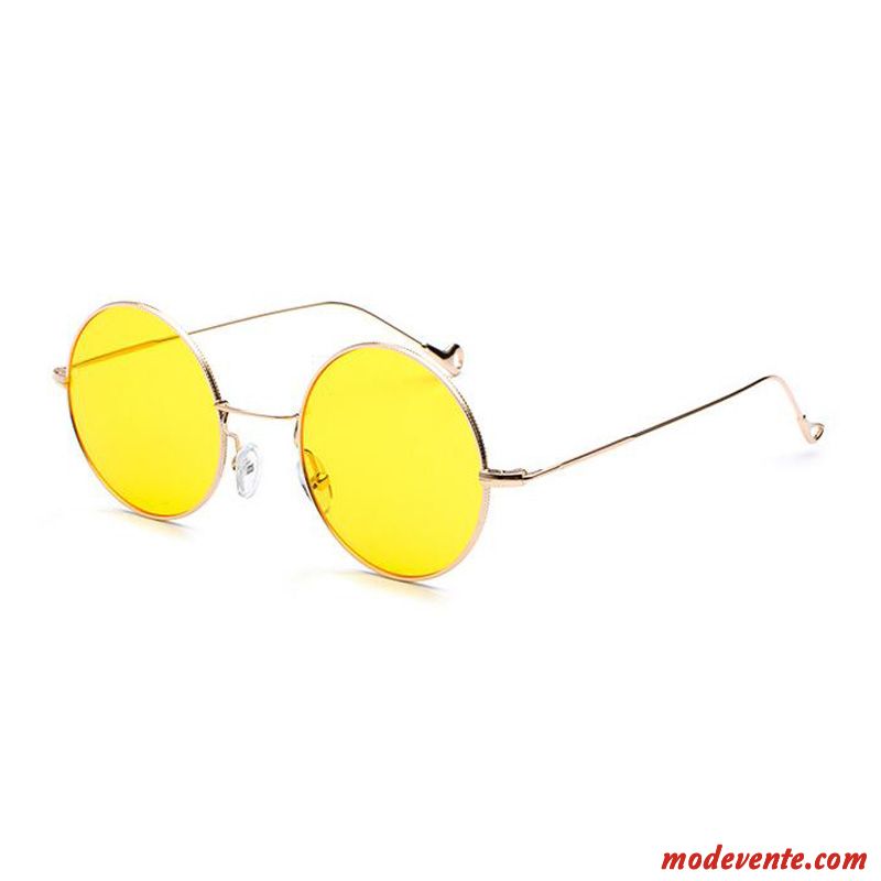 Lunettes De Soleil Femme Rétro Petit Bicolore Homme Rond Bleu Rouge Or