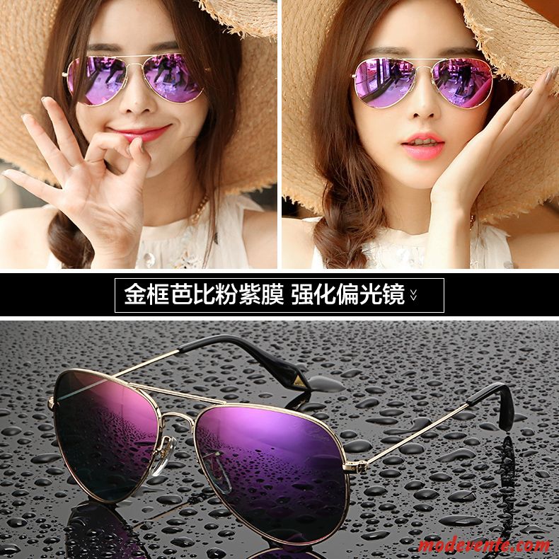 Lunettes De Soleil Femme Tendance Célébrité Personnalité Homme Le Nouveau Aviateur Violet Or