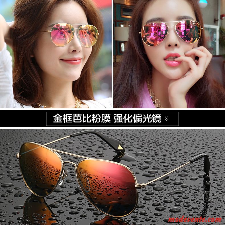 Lunettes De Soleil Femme Tendance Célébrité Personnalité Homme Le Nouveau Aviateur Violet Or