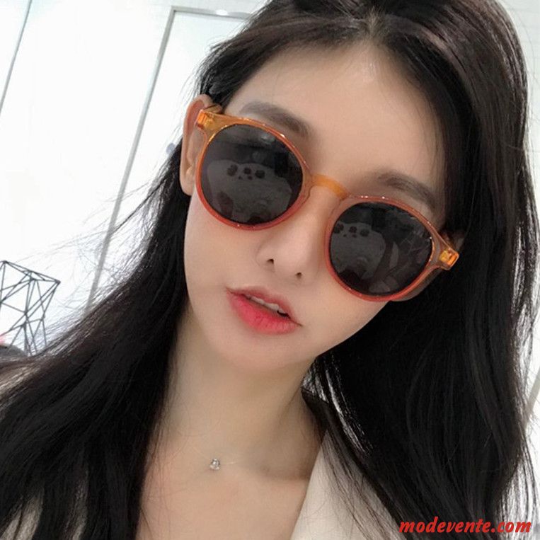 Lunettes De Soleil Femme Tendance Visage Rond Réseau Personnalité Rétro Le Nouveau Rouge Jaune