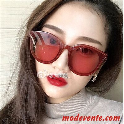 Lunettes De Soleil Femme Tissu Réseau Tendance Visage Rond Le Nouveau Célébrité Noir Rouge