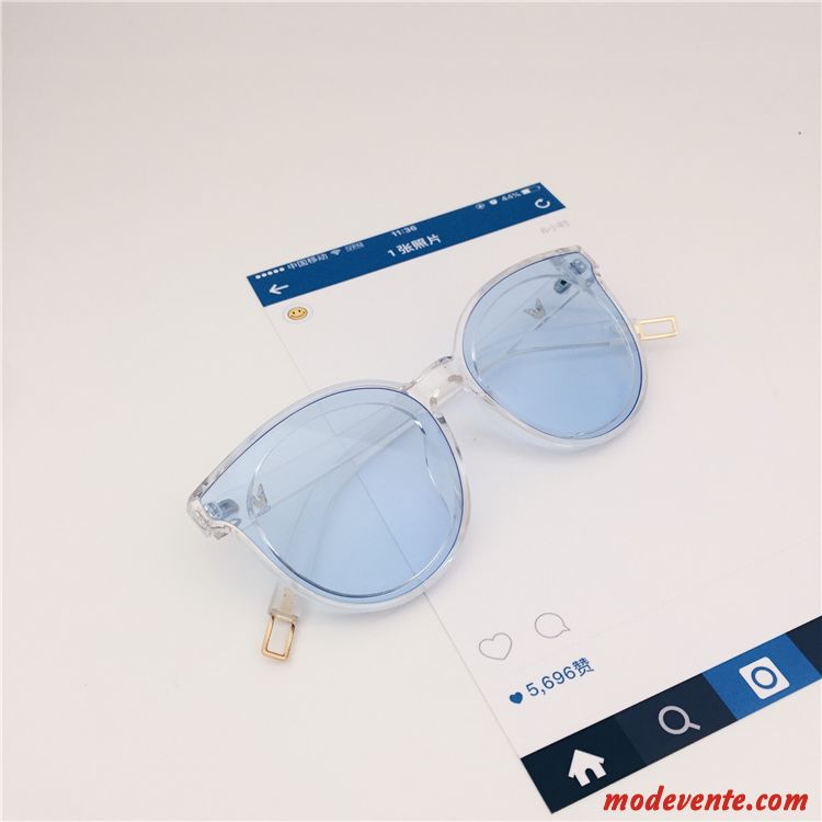 Lunettes De Soleil Femme Visage Rond Tendance Gros Célébrité Bleu Noir