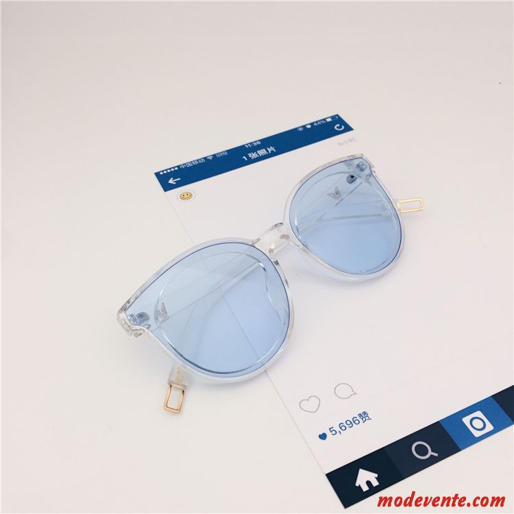 Lunettes De Soleil Femme Visage Rond Tendance Gros Célébrité Bleu Noir