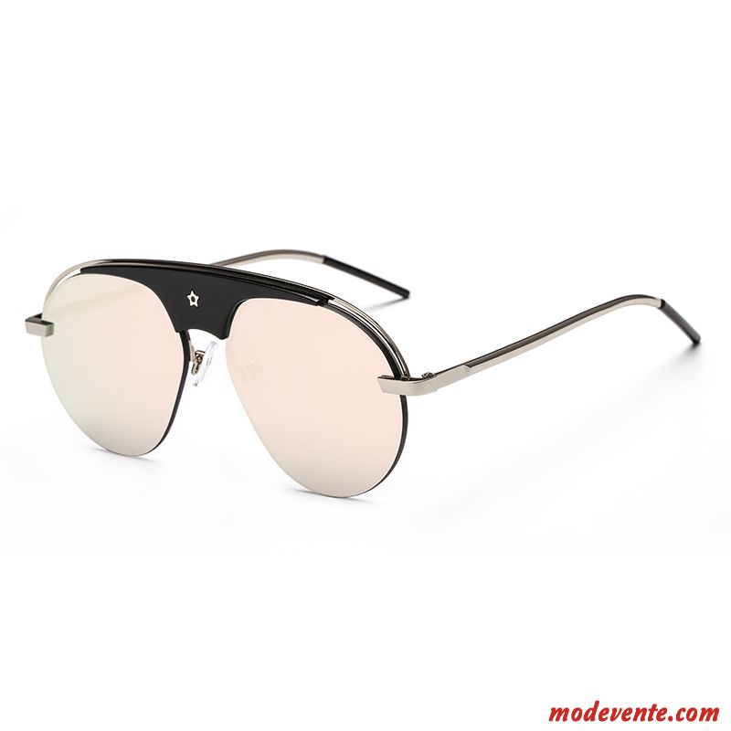 Lunettes De Soleil Homme All-match Le Nouveau Visage Rond Célébrité Femme Réfléchissant Noir Rouge Or