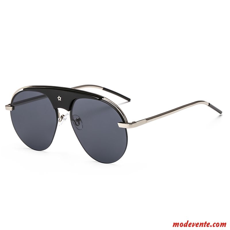 Lunettes De Soleil Homme All-match Le Nouveau Visage Rond Célébrité Femme Réfléchissant Noir Rouge Or